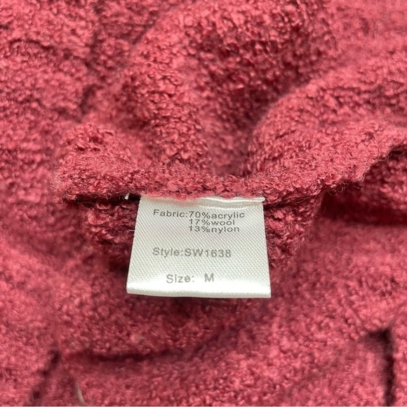 Elan Burgundy Maroon Wool Blend Turtleneck Lace Up Sleeve Sweater Medium - Picture 7 of 10